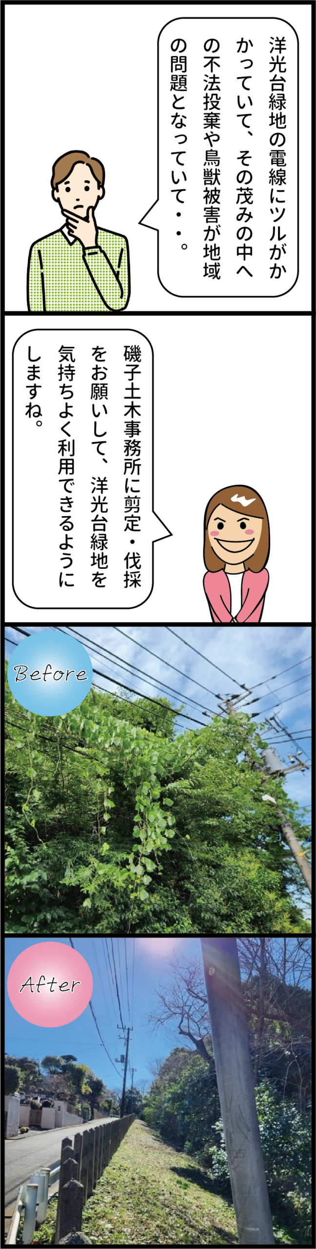 Vol.38【洋光台緑地】剪定・伐採工事による安全対策が進みました